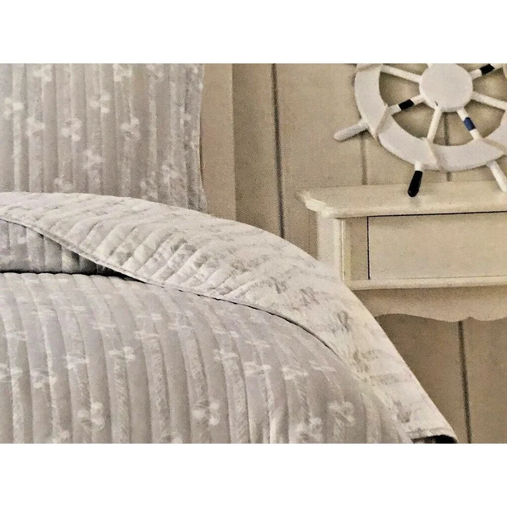 Nautical Twin Quilt and 1 Sham Set Light Comforter Reversible Rope Knot Beach